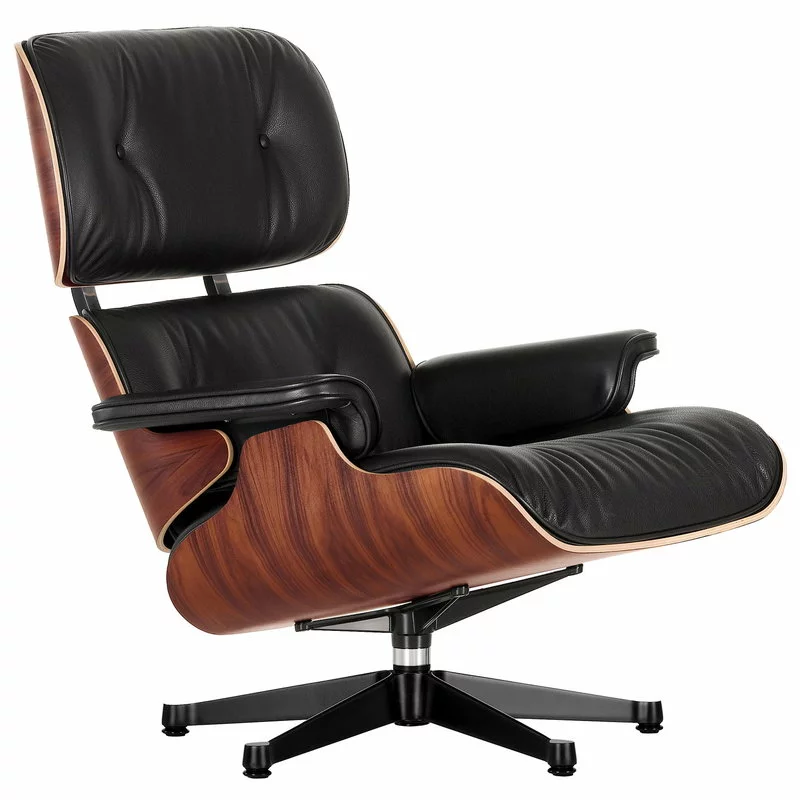 Vitra Poltrona Eames, Dimens. Classiche, Palissandro - Pelle Nera 1 Vitra Poltrona Eames, Dimens. Classiche, Palissandro - Pelle Nera