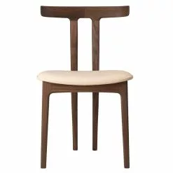 Carl Hansen & Søn Sedia OW58 T-Chair, Noce Oliato - Pelle Sif 90 Beige