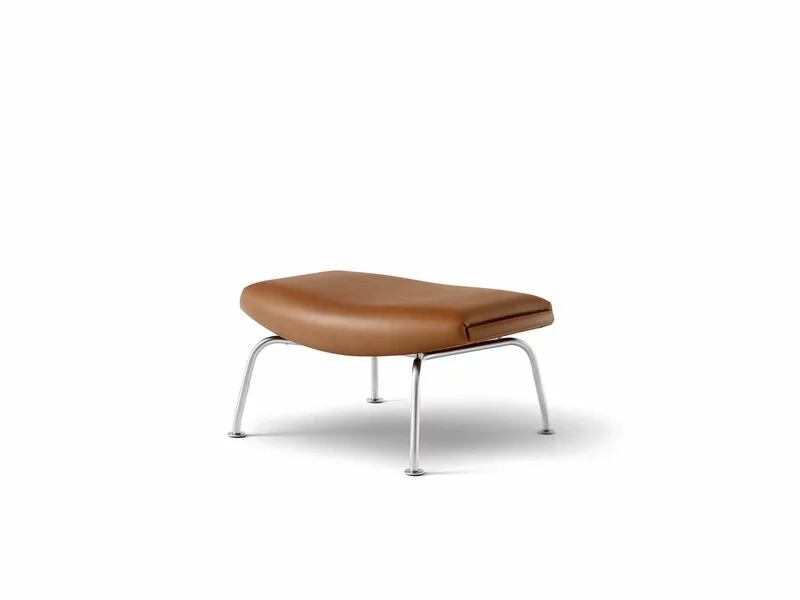 Fredericia Poggiapiedi Wegner Ox, Cromo Spazzolato - Pelle Cognac 3 Fredericia Poggiapiedi Wegner Ox, Cromo Spazzolato - Pelle Cognac - immagine 3