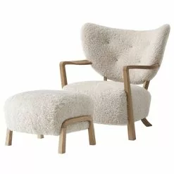 &Tradition Poltrona Wulff ATD2 E Pouf ATD3, Moonlight - Rovere