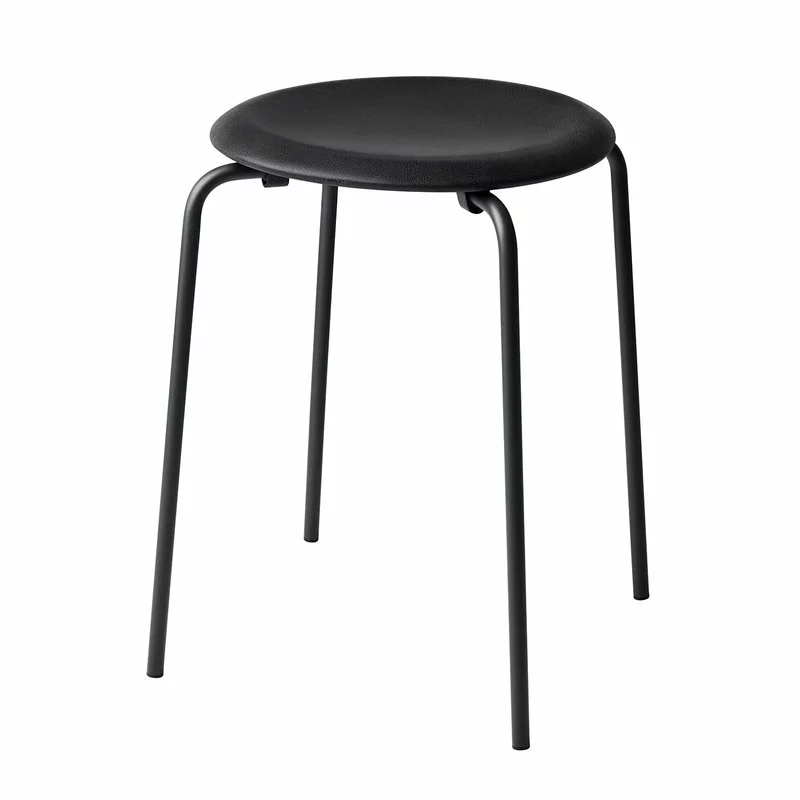 Fritz Hansen Sgabello Dot, Pelle Nera - Nero 1 Fritz Hansen Sgabello Dot, Pelle Nera - Nero