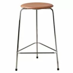 Fritz Hansen Sgabello Dot Alto, Pelle Noce - Cromo