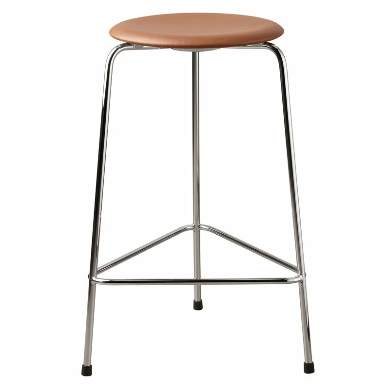 Fritz Hansen Sgabello Dot Alto, Pelle Noce - Cromo 1 Fritz Hansen Sgabello Dot Alto, Pelle Noce - Cromo