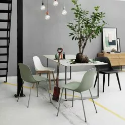 Muuto Sedia Da Pranzo Fiber, Gambe In Tubolare, Bianca -Sedie negozio 4Fiber iso HV
