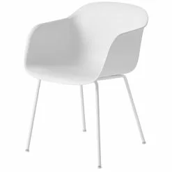 Muuto Sedia Fiber, Gambe In Tubolare, Bianca