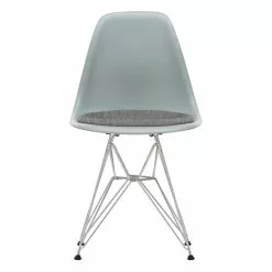 Vitra Sedia Eames DSR, Light Grey - Cromo - Cuscino Nero/ivory