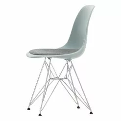 Vitra Sedia Eames DSR, Light Grey - Cromo - Cuscino Nero/ivory -Sedie negozio 5629012 Eames Plastic Side Chair DSR 24 light grey 23 nero ivory 01 chrome left master