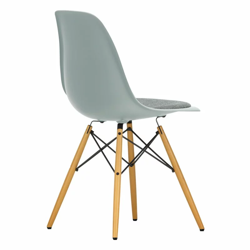 Vitra Sedia Eames DSW, Grigio Chiaro - Acero - Cuscino Nero/ivory 2 Vitra Sedia Eames DSW, Grigio Chiaro - Acero - Cuscino Nero/ivory - immagine 2