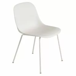 Muuto Sedia Da Pranzo Fiber, Gambe In Tubolare, Bianca
