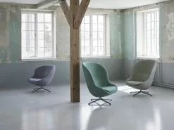 Normann Copenhagen Poltrona Hyg, Bassa, Girevole, Alluminio - Pelle Ultra Nera -Sedie negozio 6038 Normann Copenhagen Hyg Lounge Chair High 4L Swivel Synergy LDS51 LDS54 Hyg Lounge Chair Low 4L Swivel Blazer CUZ1TGroup 02