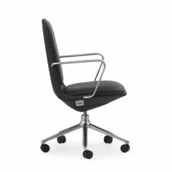 Normann Copenhagen Sedia Off 5 Ruote, Braccioli, Alluminio - Pelle Ultra Nera 8 Normann Copenhagen Sedia Off 5 Ruote, Braccioli, Alluminio - Pelle Ultra Nera -Sedie negozio 605634 Off Armchair Low 5W Gaslift Alu With Cushion Ultra 41599 03 role
