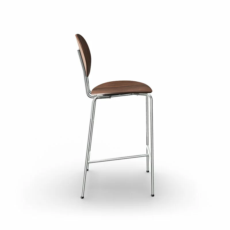Sibast Sgabello Da Bar Piet Hein 65 Cm, Cromo - Noce Laccato 3 Sibast Sgabello Da Bar Piet Hein 65 Cm, Cromo - Noce Laccato - immagine 3
