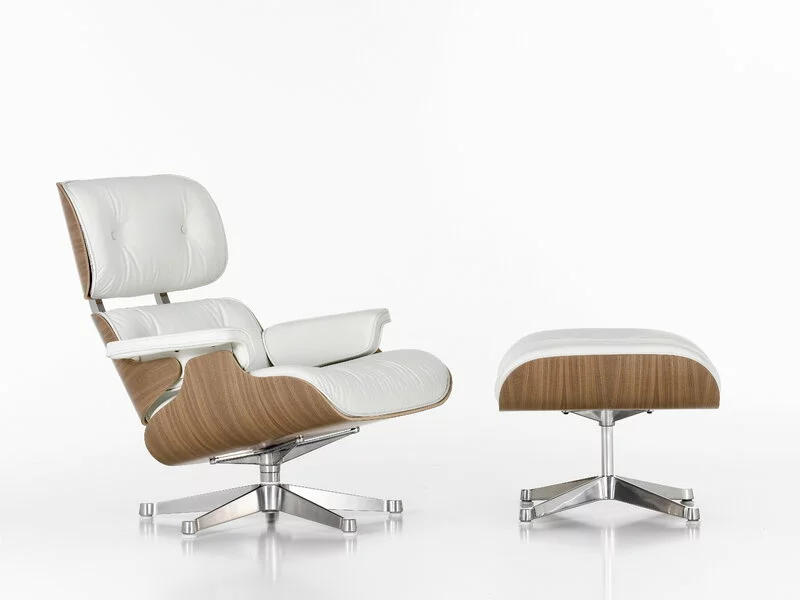 Vitra Poltrona Eames, Dimens. Classiche, Noce Bianco - Pelle Bianca Pr 2 Vitra Poltrona Eames, Dimens. Classiche, Noce Bianco - Pelle Bianca Pr - immagine 2