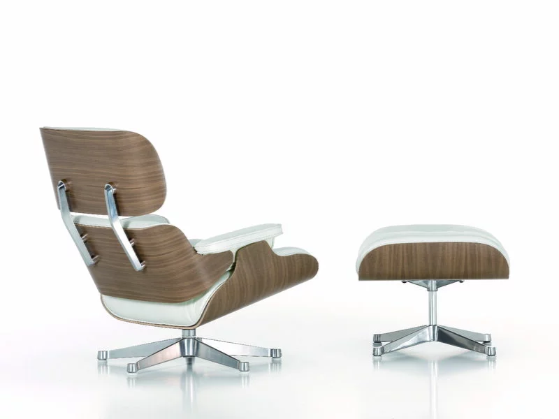 Vitra Poltrona Eames, Dimens. Classiche, Noce Bianco - Pelle Bianca Pr 4 Vitra Poltrona Eames, Dimens. Classiche, Noce Bianco - Pelle Bianca Pr - immagine 4