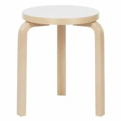 Artek Sgabello Aalto 60, Laminato Bianco