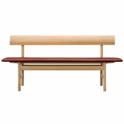 Fredericia Panca Mogensen 3171, Rovere Saponato - Pelle Marrone Rosso