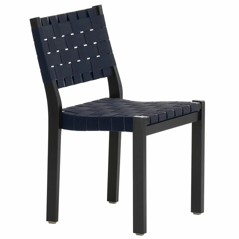 Artek Sedia Aalto 611, Nera - Fettuccia Nero/blu 1 Artek Sedia Aalto 611, Nera - Fettuccia Nero/blu