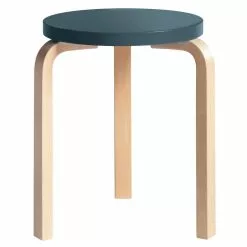 Artek Sgabello Aalto 60, Blu - Betulla