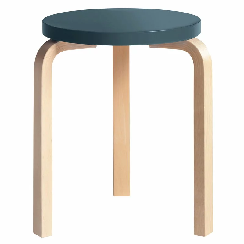 Artek Sgabello Aalto 60, Blu - Betulla 1 Artek Sgabello Aalto 60, Blu - Betulla