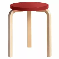 Artek Sgabello Aalto 60, Rosso - Betulla