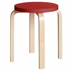 Artek Sgabello Aalto E60, Rosso - Betulla