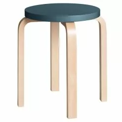 Artek Sgabello Aalto E60, Blu - Betulla