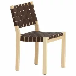 Artek Sedia Aalto 611, Betulla - Fettuccia Nero/marrone