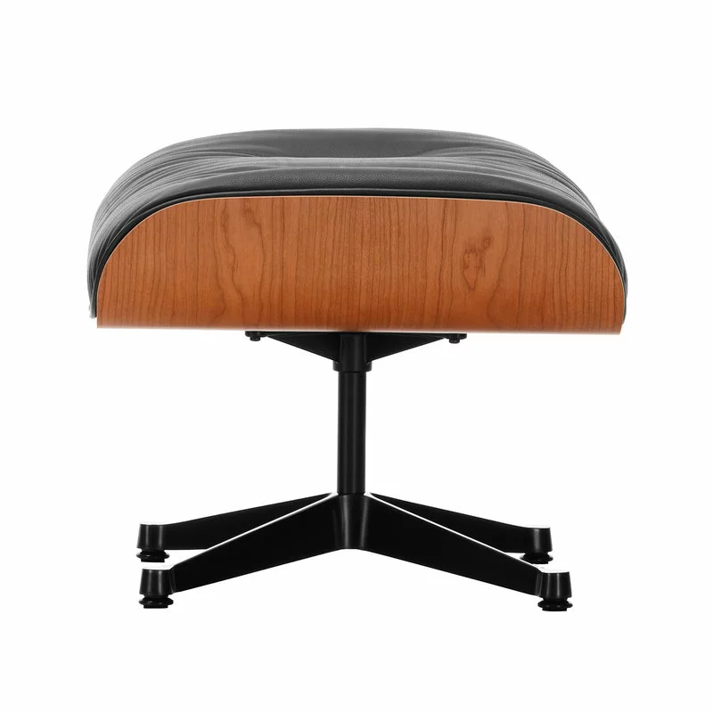 Vitra Poggiapiedi Eames Lounge Ottoman, American Cherry - Pelle Nera 1 Vitra Poggiapiedi Eames Lounge Ottoman, American Cherry - Pelle Nera