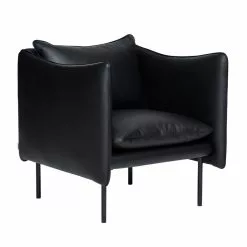 Fogia Poltrona Tiki, Piccola, Acciaio Nero - Pelle Elmosoft Nera