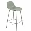 Muuto Sedia Da Bar Fiber, 65 Cm, Gambe In Tubolare, Dusty Green