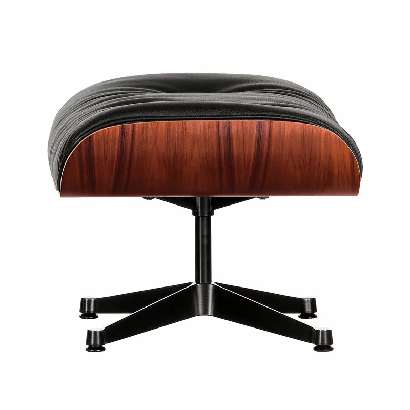 Vitra Poggiapiedi Eames Lounge Ottoman, Palissandro - Pelle Nera 1 Vitra Poggiapiedi Eames Lounge Ottoman, Palissandro - Pelle Nera
