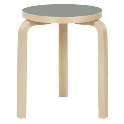 Artek Sgabello Aalto 60, Linoleum Grigio Cenere - Betulla
