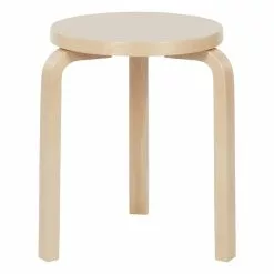 Artek Sgabello Aalto 60, Linoleum Mushroom - Betulla