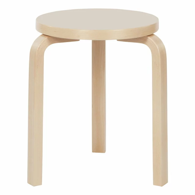 Artek Sgabello Aalto 60, Linoleum Mushroom - Betulla 1 Artek Sgabello Aalto 60, Linoleum Mushroom - Betulla