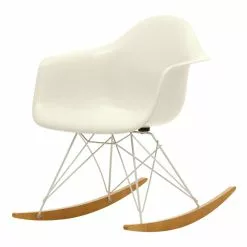 Vitra Sedia A Dondolo Eames RAR, Pebble - Bianco - Acero