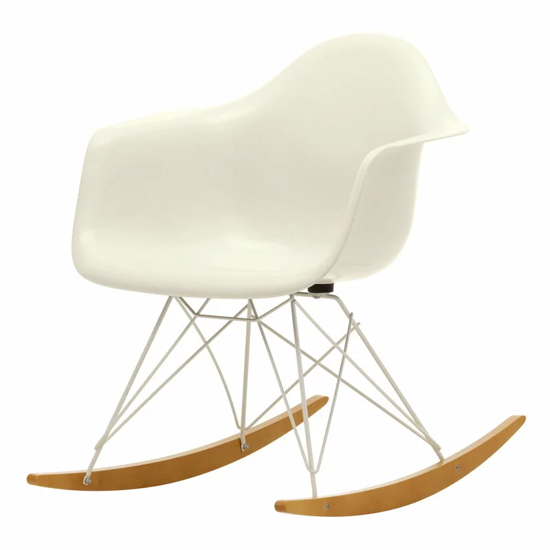 Vitra Sedia A Dondolo Eames RAR, Pebble - Bianco - Acero 1 Vitra Sedia A Dondolo Eames RAR, Pebble - Bianco - Acero