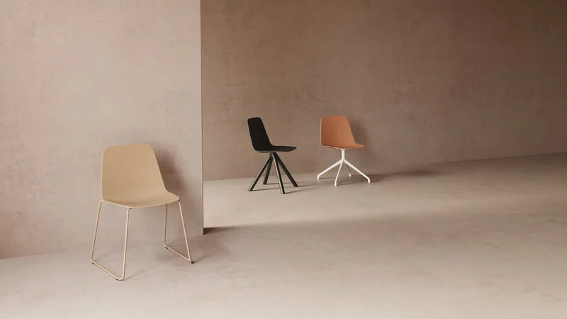 Viccarbe Sedia Maarten, Base A Slitta, Taupe 2 Viccarbe Sedia Maarten, Base A Slitta, Taupe - immagine 2