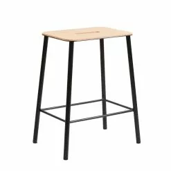 Frama Sgabello Adam, 50 Cm, Pelle - Nero Opaco