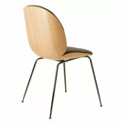 Gubi Sedia Beetle, Cromo Nero - Rovere - Pelle Grigia Soft -Sedie negozio Beetle 3D Veneer Oak Shell GUBI Soft Leather Gray 2