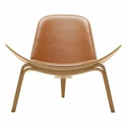 Carl Hansen & Søn Poltrona CH07 Shell, Rovere Oliato - Pelle Cognac Sif 95