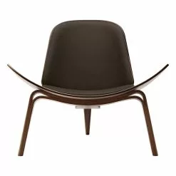 Carl Hansen & Søn Poltrona CH07 Shell, Noce Oliato - Pelle Marrone Scuro Thor 377