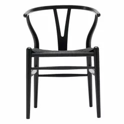 Carl Hansen & Søn Sedia CH24 Wishbone, Faggio Nero - Corda Nera