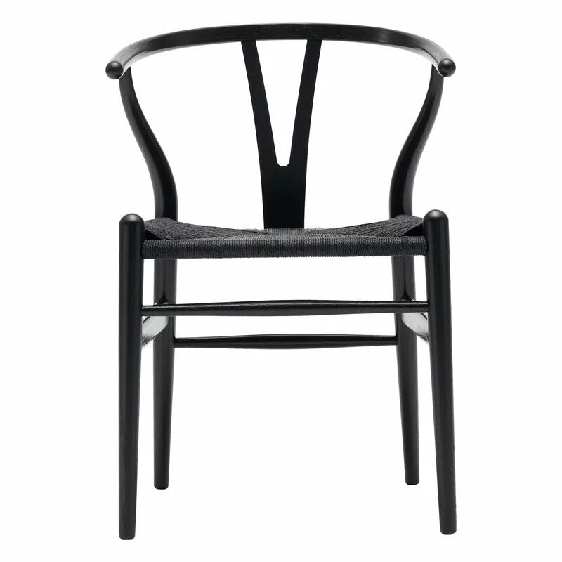 Carl Hansen & Søn Sedia CH24 Wishbone, Faggio Nero - Corda Nera 1 Carl Hansen & Søn Sedia CH24 Wishbone, Faggio Nero - Corda Nera