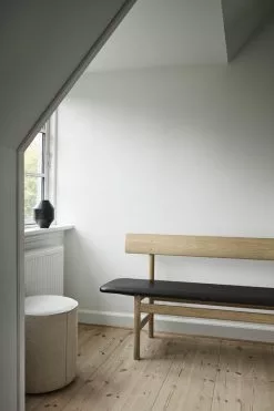 Fredericia Panca Mogensen 3171, Rovere Saponato - Pelle Nera -Sedie negozio FF DD2021 BM Bench 1