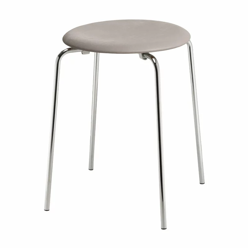 Fritz Hansen Sgabello Dot, Pelle Grigia - Cromo 1 Fritz Hansen Sgabello Dot, Pelle Grigia - Cromo