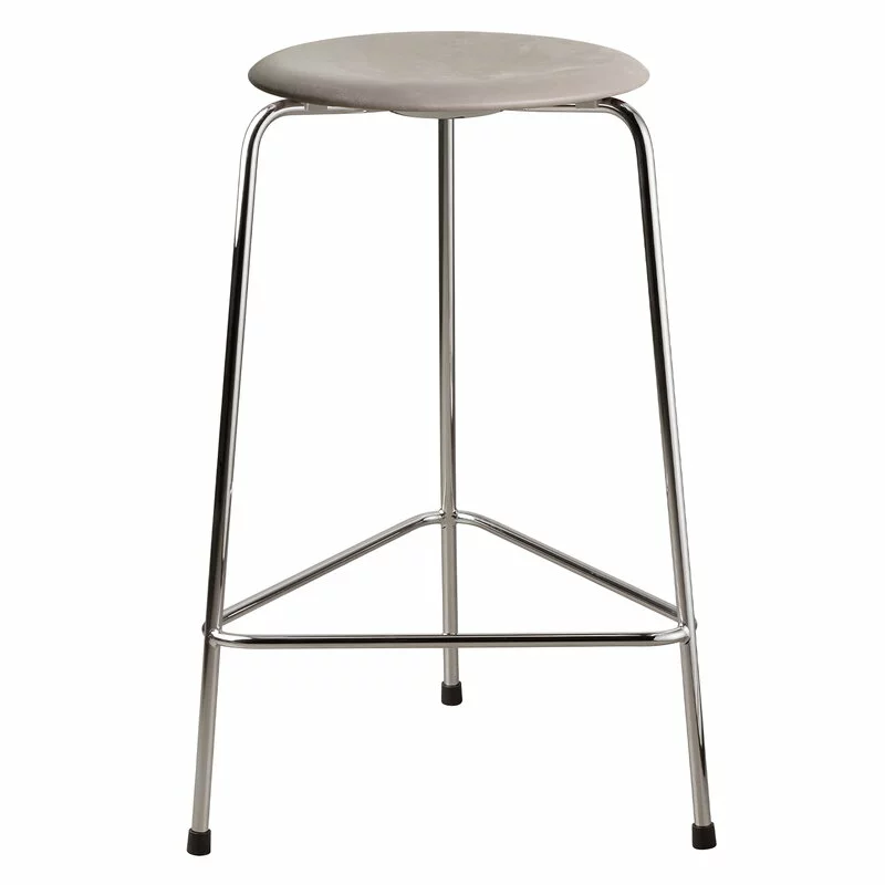 Fritz Hansen Sgabello Dot Alto, Pelle Grigia - Cromo 1 Fritz Hansen Sgabello Dot Alto, Pelle Grigia - Cromo