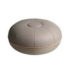 Fritz Hansen CM Pouf, Piccolo, Pelle Grigio Chiaro