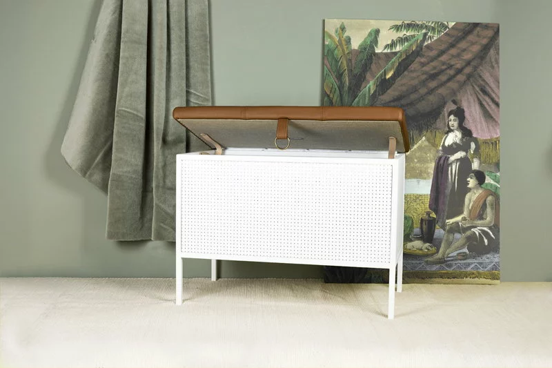 Maze Cassapanca Frank, Bianco - Cognac 5 Maze Cassapanca Frank, Bianco - Cognac - immagine 5