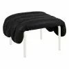 Hem Poggiapiedi Puffy, Pelle Nera - Acciaio Crema
