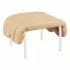 Hem Poggiapiedi Puffy, Pelle Sabbia - Acciaio Crema